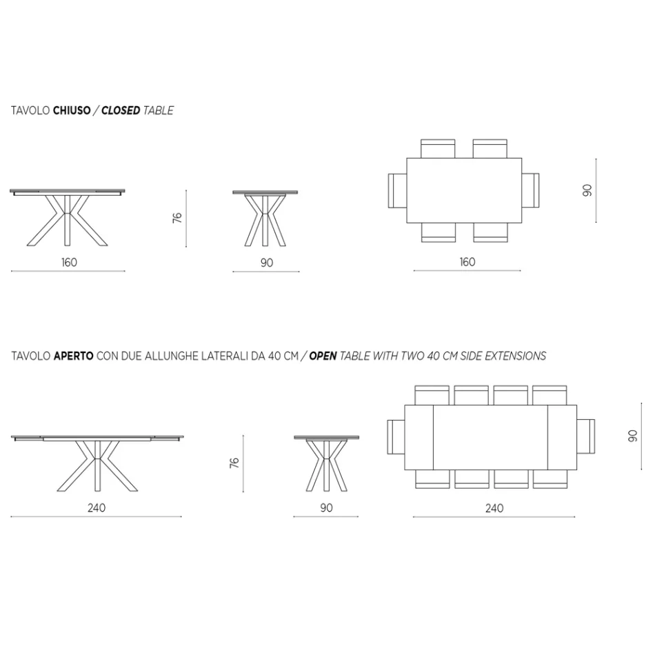Table à manger extensible jusqu'à 240 cm en grès cérame - Domagnano Viadurini