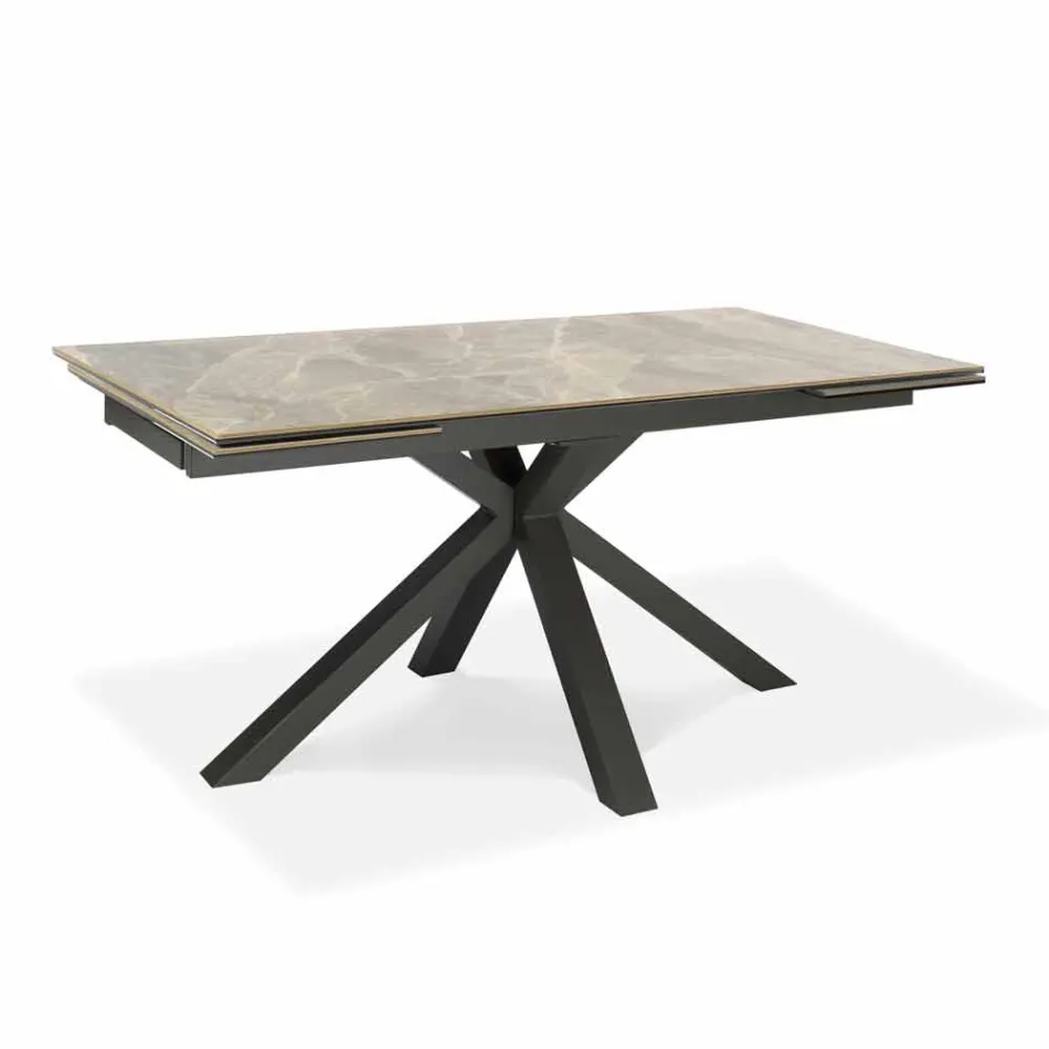 Table à manger extensible jusqu'à 240 cm en métal et céramique - Laryssa Viadurini