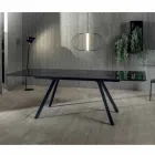 Table à manger extensible jusqu'à 240 cm en verre trempé fumé noir - Fener Viadurini