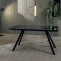 Table de Salle à Manger Extensible jusqu'à 240 cm en Verre Tempéré Noir Fumé - Fener
