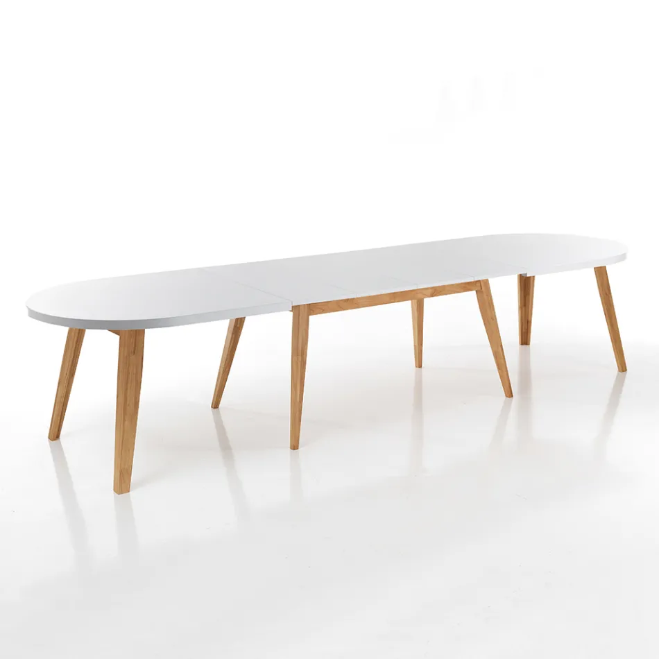 Table à manger extensible jusqu'à 270 cm en Mdf et bois massif - Fedora Viadurini