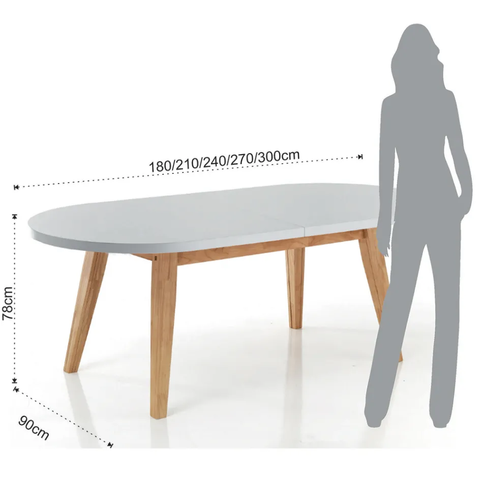 Table à manger extensible jusqu'à 270 cm en Mdf et bois massif - Fedora Viadurini