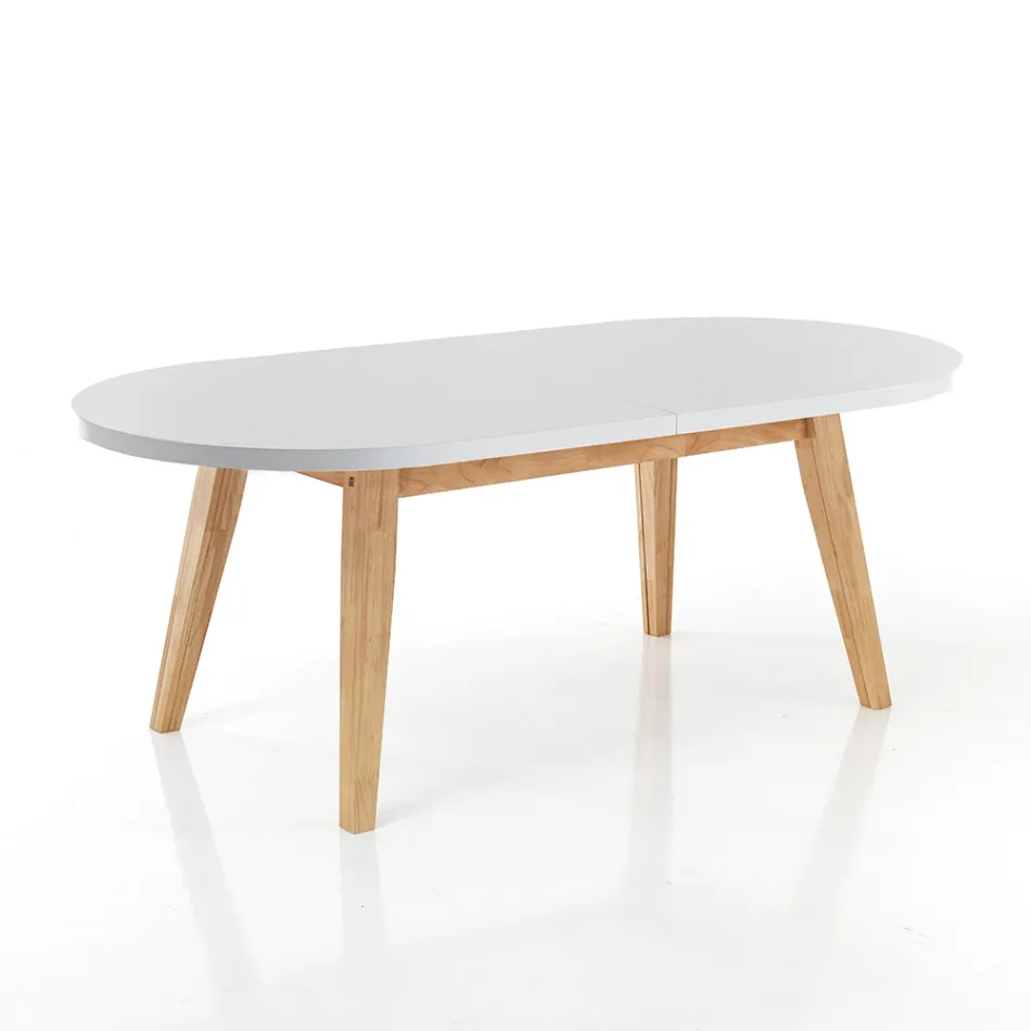 Table à manger extensible jusqu'à 270 cm en Mdf et bois massif - Fedora Viadurini