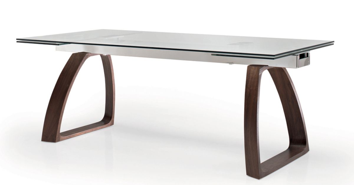 Table à manger avec plateau en verre extensible fabriqué en Italie