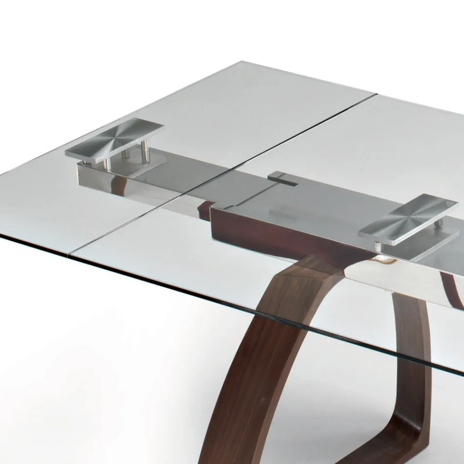 Table à manger extensible jusqu'à 280 cm en verre fabriquée en Italie - Antimo Viadurini