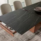 Table de salle à manger extensible jusqu'à 280 ou 298 cm, en céramique et métal - Revia Viadurini