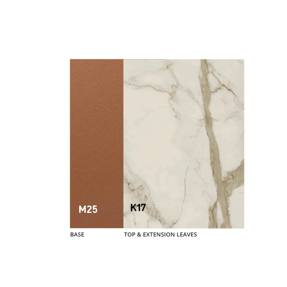 Table de salle à manger extensible jusqu'à 280 ou 298 cm, en céramique et métal - Revia Viadurini