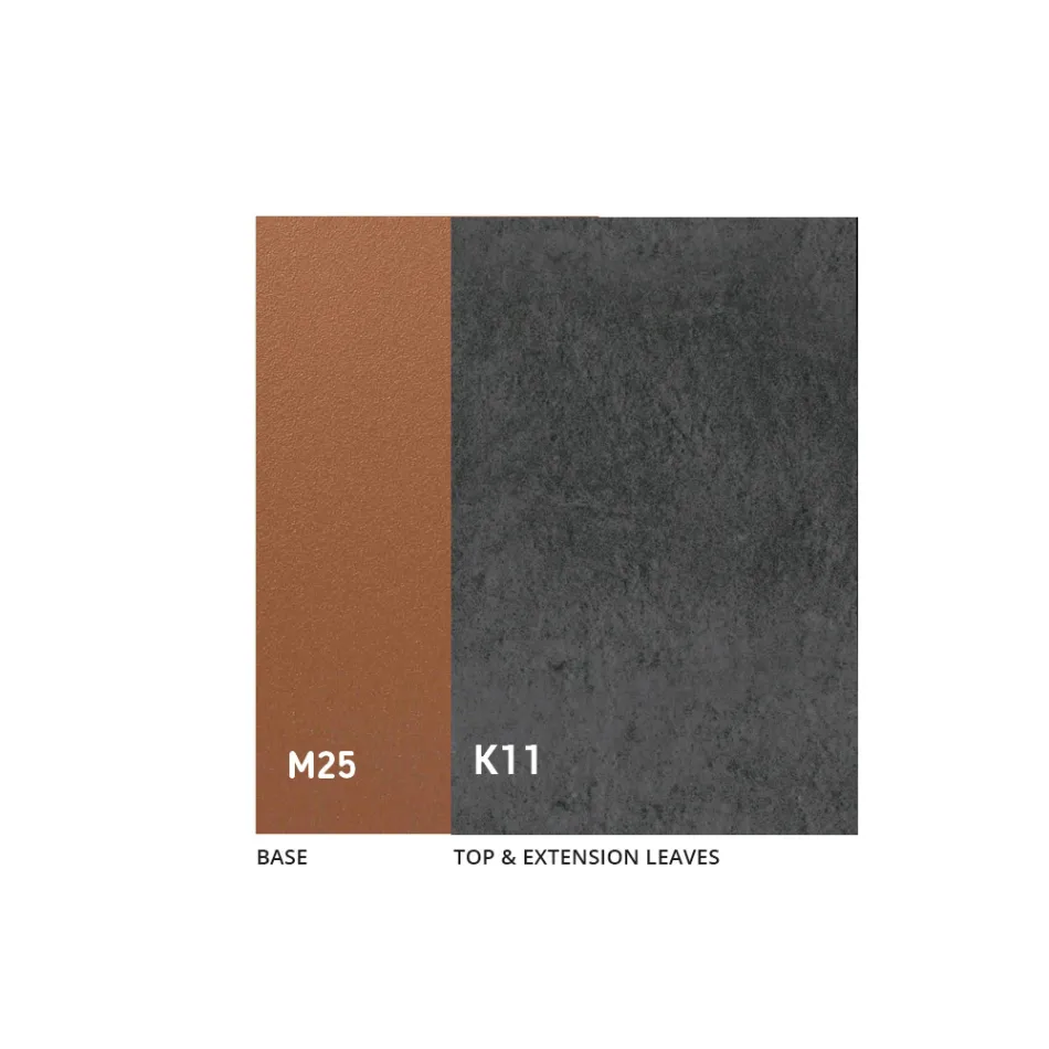 Table de salle à manger extensible jusqu'à 280 ou 298 cm, en céramique et métal - Revia Viadurini