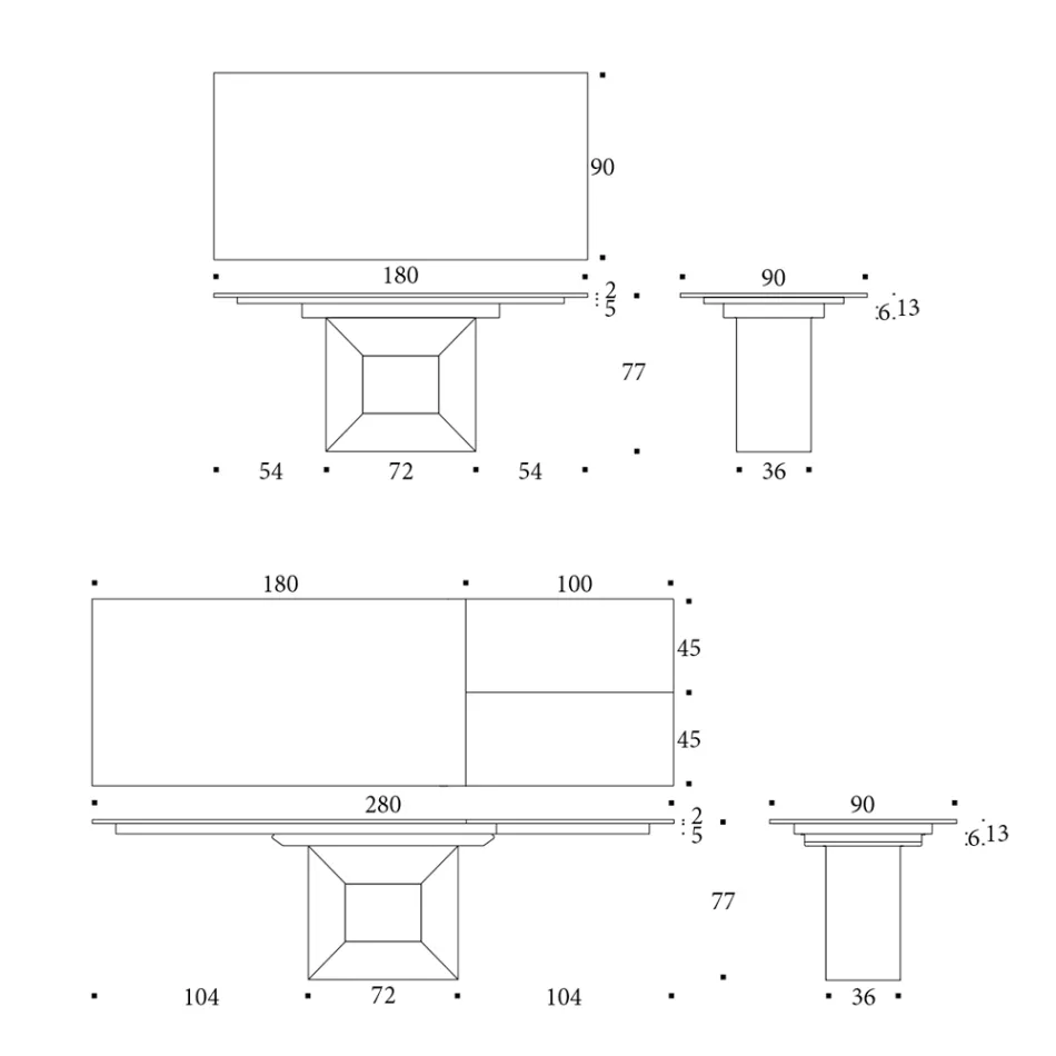 Table de salle à manger extensible jusqu'à 280 ou 298 cm, en céramique et métal - Revia Viadurini