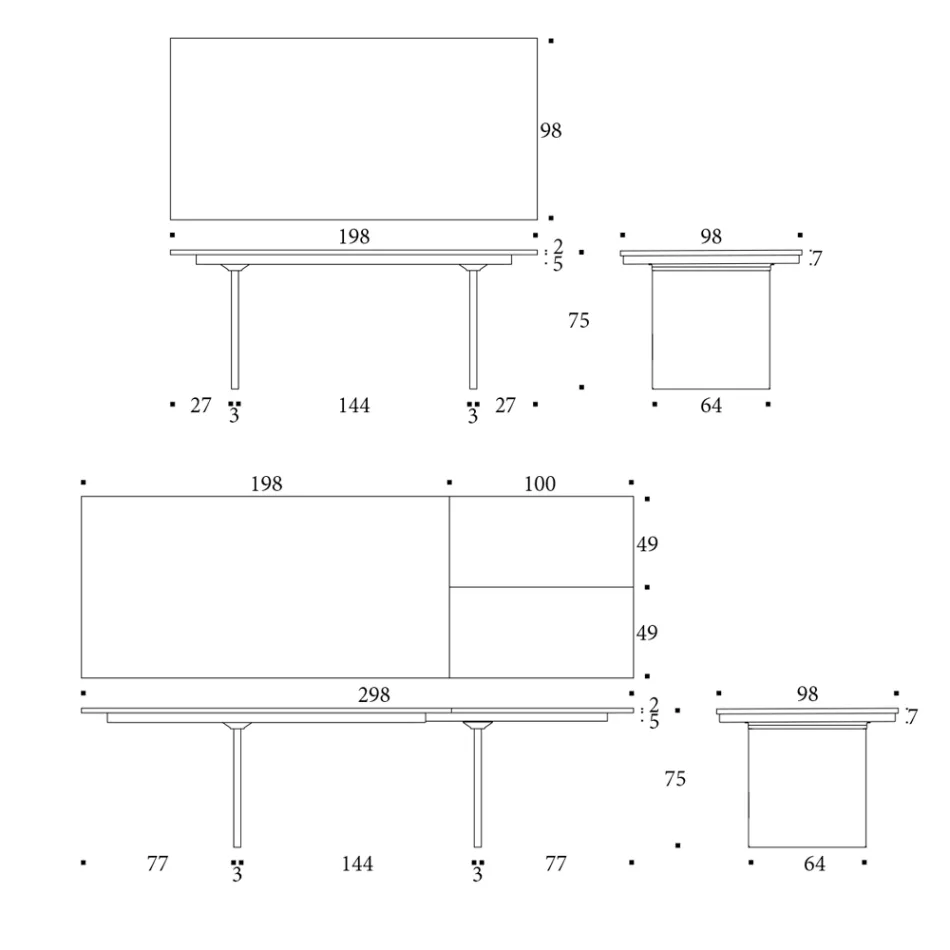 Table de salle à manger extensible jusqu'à 280 ou 298 cm avec plateau en céramique - Nomia Viadurini