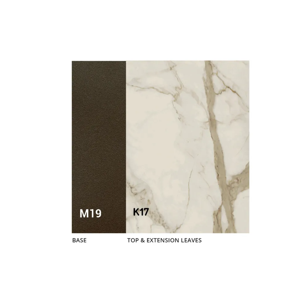 Table de salle à manger extensible jusqu'à 280 ou 298 cm avec plateau en céramique - Nomia Viadurini