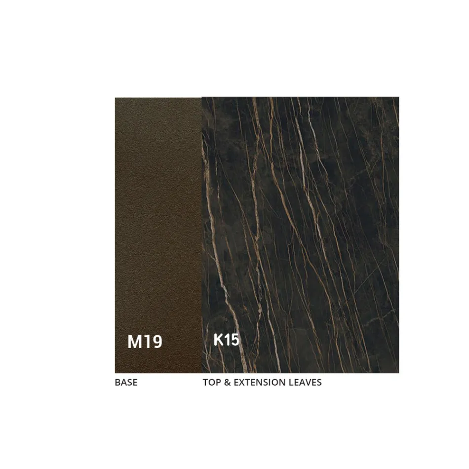 Table de salle à manger extensible jusqu'à 280 ou 298 cm avec plateau en céramique - Nomia Viadurini