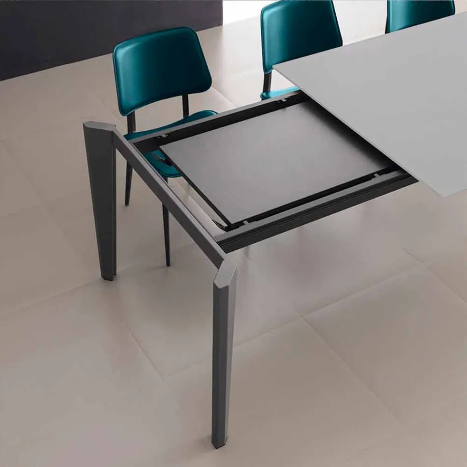 Table à manger extensible jusqu'à 290 cm en cristal Made in Italy - Polonio Viadurini