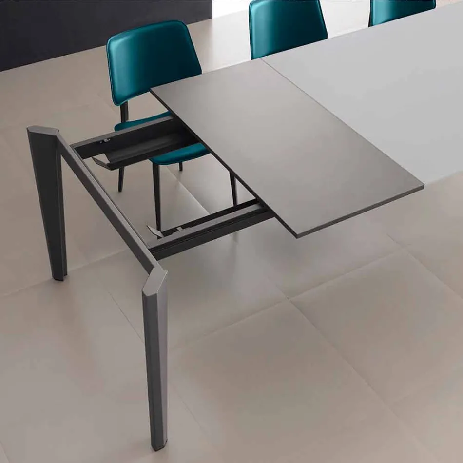 Table à manger extensible jusqu'à 290 cm en cristal Made in Italy - Polonio Viadurini