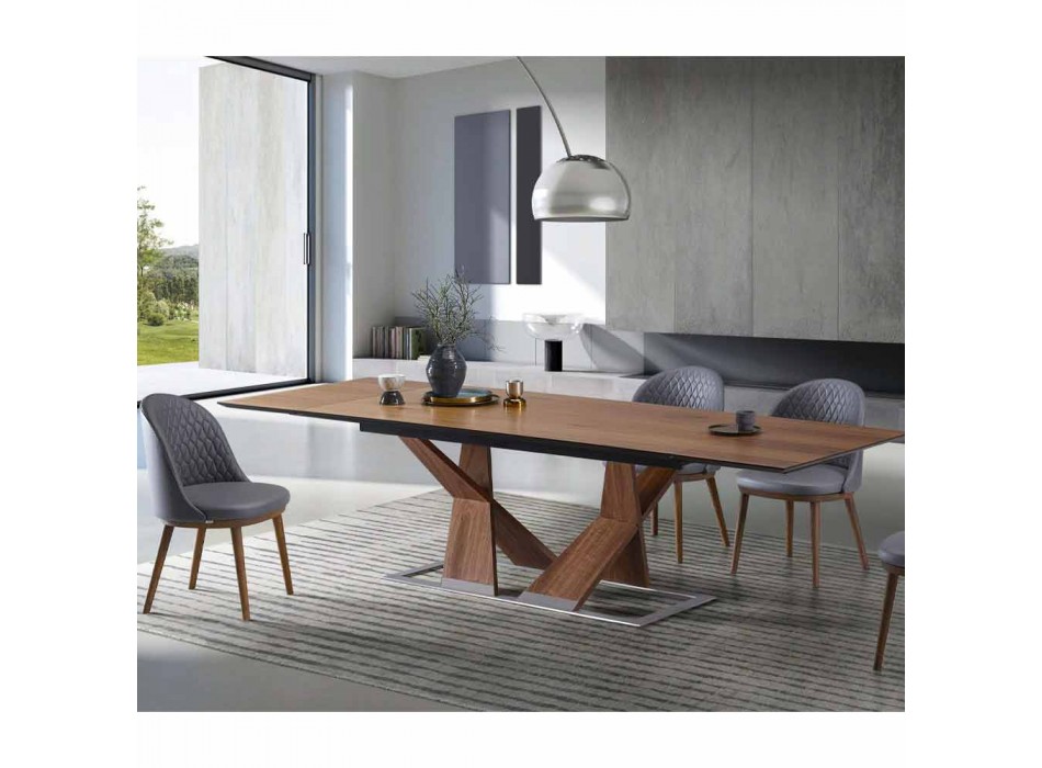 Table à manger extensible jusqu'à 294 cm en bois Made in Italy - Monique Viadurini