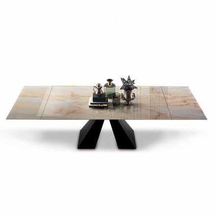 Table à manger extensible jusqu'à 300 cm en hypermarbre Made in Italy - Dalmatien Viadurini