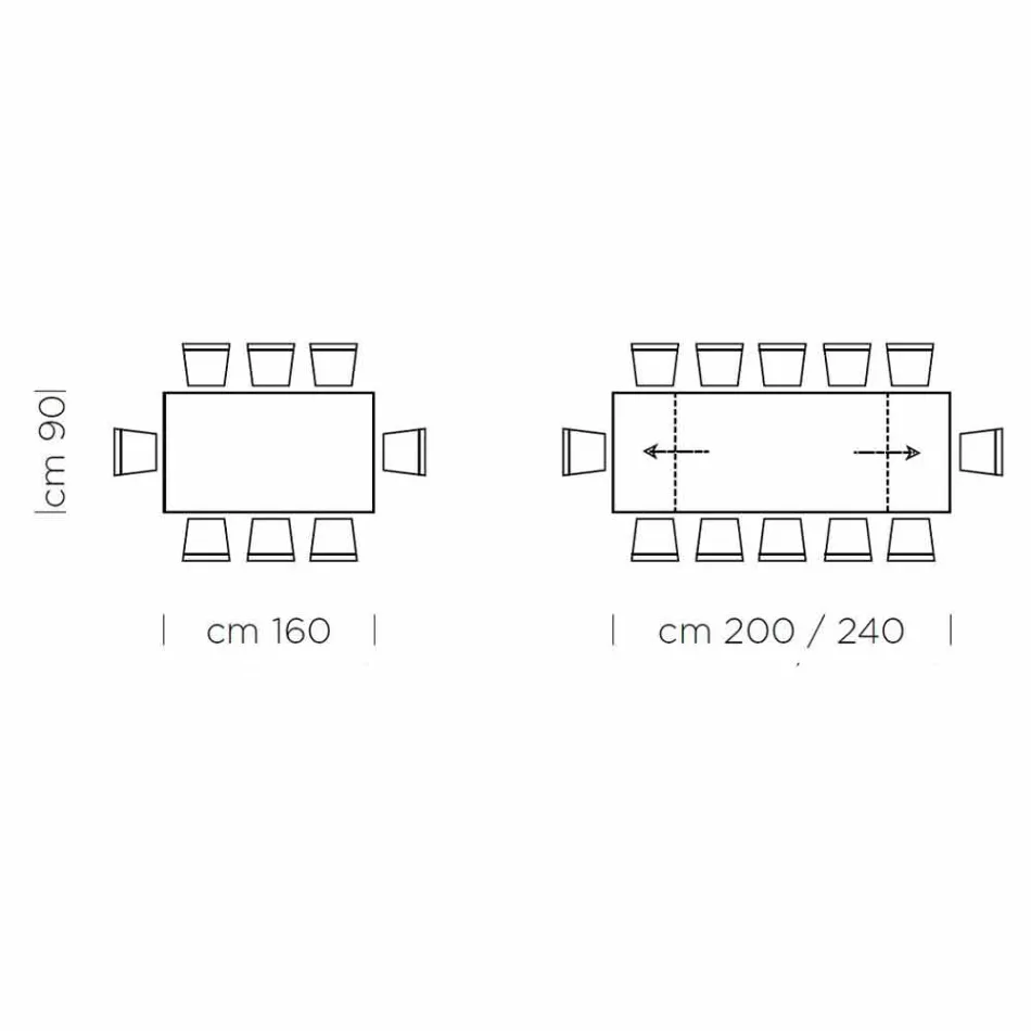 Table à manger extensible jusqu'à 300 cm en stratifié Made in Italy - Settimmio Viadurini
