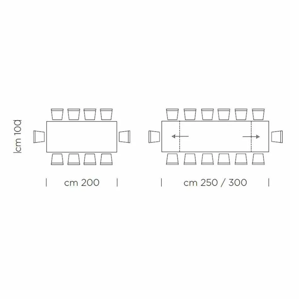 Table à manger extensible jusqu'à 300 cm en stratifié Made in Italy - Settimmio Viadurini