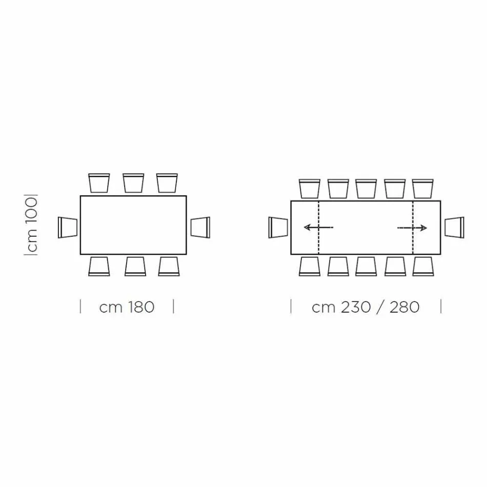 Table à manger extensible jusqu'à 300 cm en stratifié Made in Italy - Settimmio Viadurini
