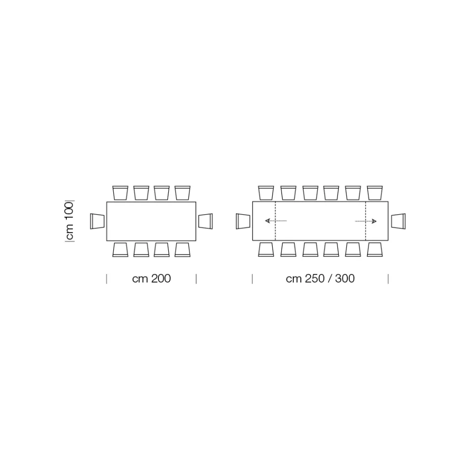 Table à manger extensible jusqu'à 300 cm en bois plaqué - Settimmio Viadurini