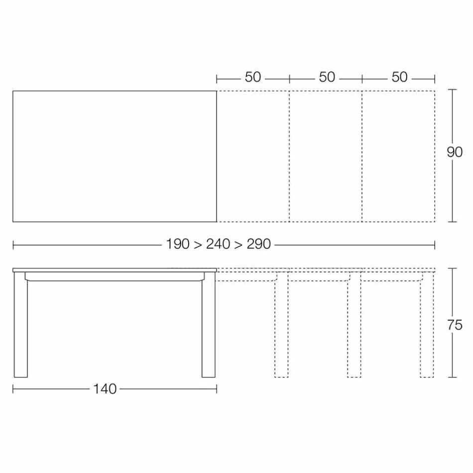Table à manger extensible jusqu'à 310 cm en céramique Made in Italy - Pitagora Viadurini