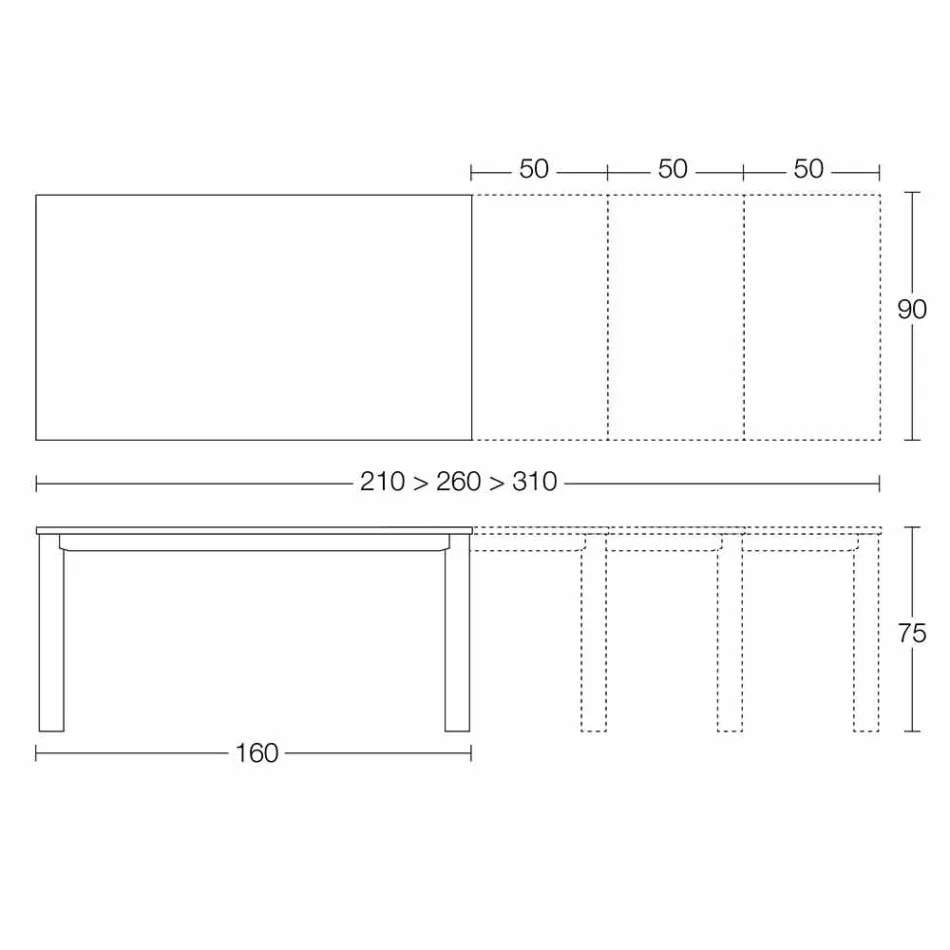 Table à manger extensible jusqu'à 310 cm en céramique Made in Italy - Pitagora Viadurini