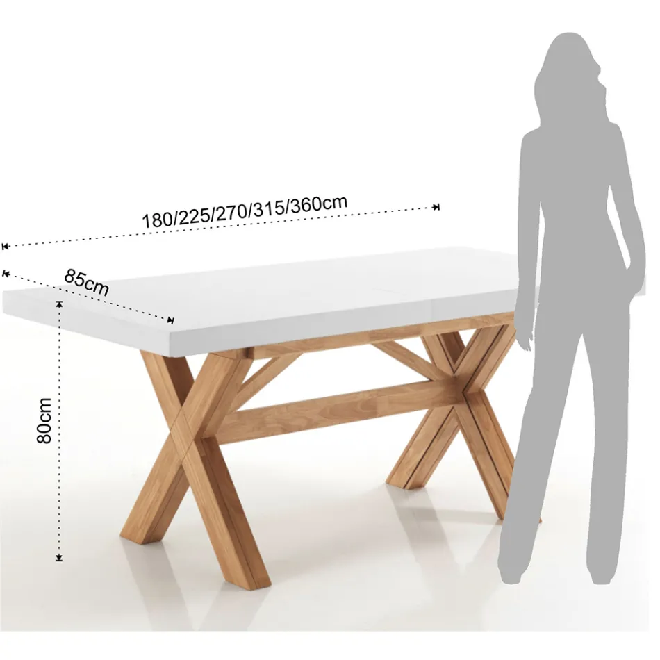 Table à manger extensible jusqu'à 315 cm en bois massif - Massimo Viadurini