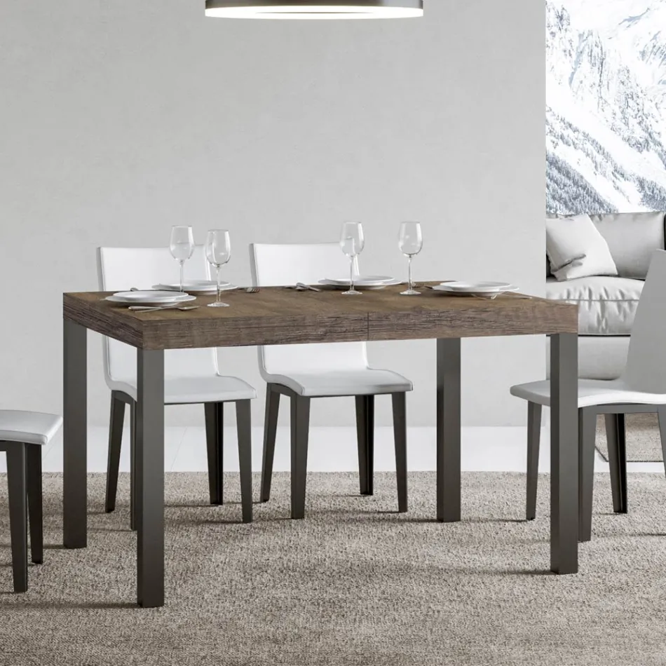 Table à manger extensible jusqu'à 440 cm en bois et fer fabriquée en Italie - Foxy Viadurini