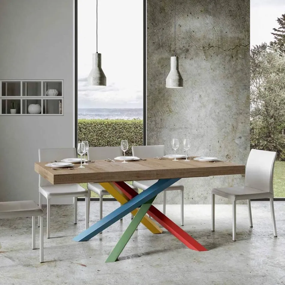 Table à manger extensible jusqu'à 440 cm Plateau en bois Made in Italy - Boan Viadurini