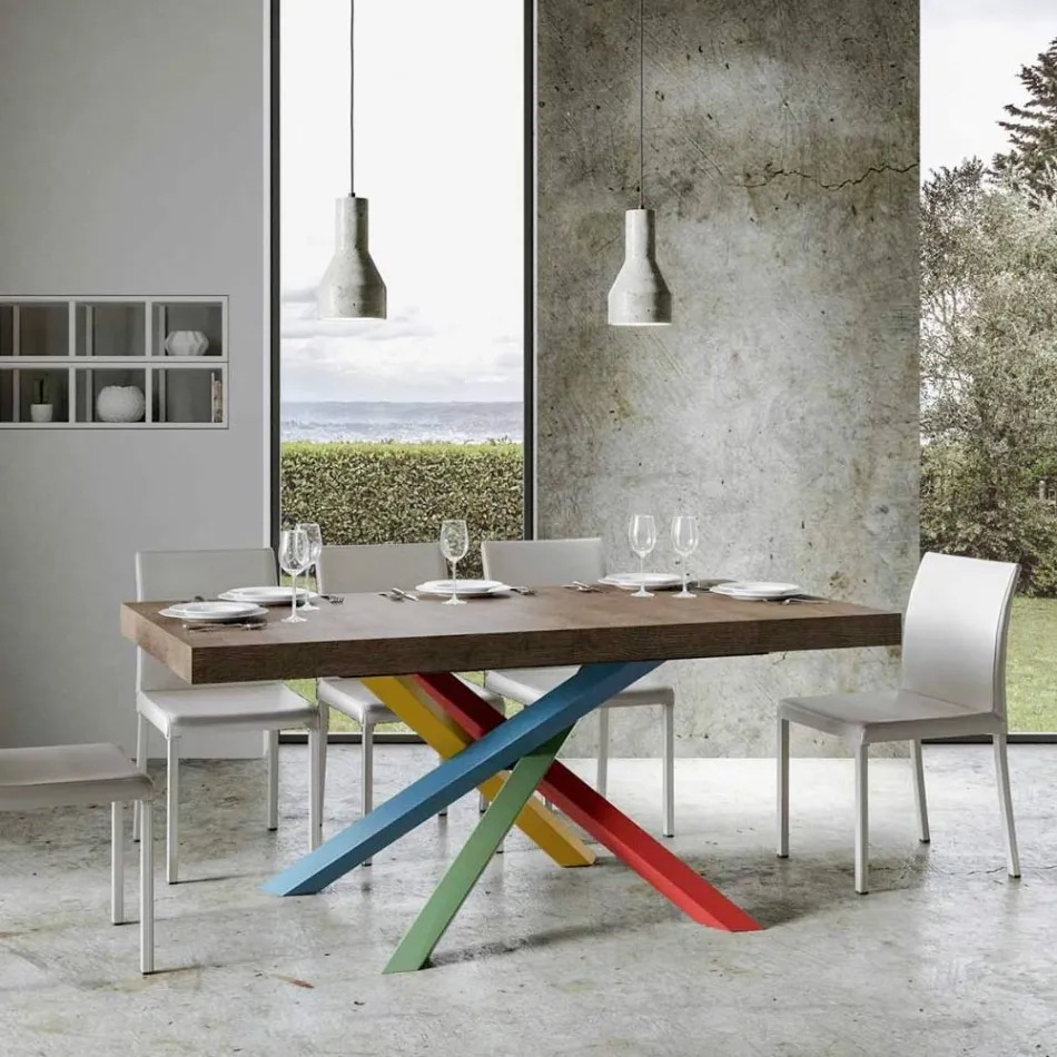 Table à manger extensible jusqu'à 440 cm Plateau en bois Made in Italy - Boan Viadurini