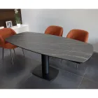 Table à manger extensible en céramique et base en métal - Indira Viadurini