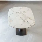 Table à manger extensible en céramique et base en métal - Indira Viadurini