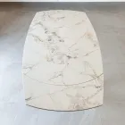 Table à manger extensible en céramique et base en métal - Indira Viadurini