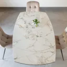 Table à manger extensible en céramique et base en métal - Indira Viadurini