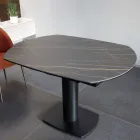Table à manger extensible en céramique et base en métal - Indira Viadurini
