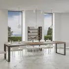 Table à manger extensible en bois mélaminé et fer fabriquée en Italie - Badesi Viadurini