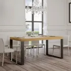 Table à manger extensible en bois mélaminé et fer fabriquée en Italie - Badesi Viadurini