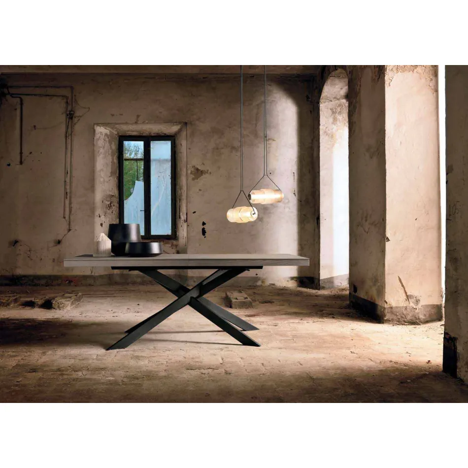Table à manger extensible en bois de chêne L315cm made Italy Oncino Viadurini