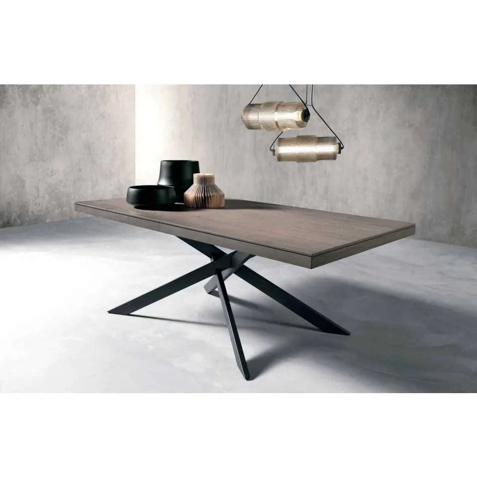 Table à manger extensible en bois de chêne L315cm made Italy Oncino Viadurini