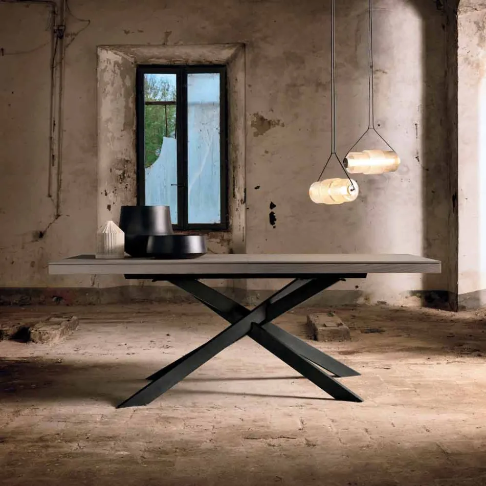 Table à manger extensible en bois de chêne L315cm made Italy Oncino Viadurini