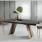 Table à manger extensible en métal et vitrocéramique fabriquée en Italie - Ania Viadurini