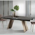 Table à manger extensible en métal et vitrocéramique fabriquée en Italie - Circé