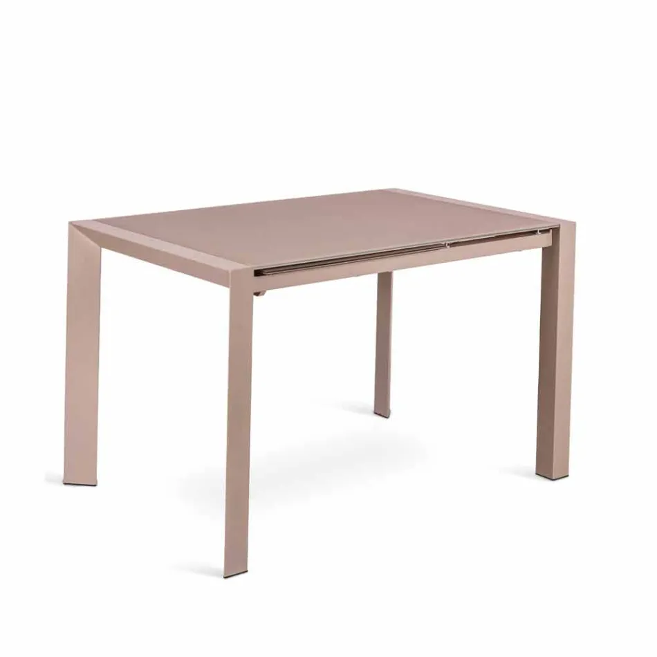 table à manger en verre de table et métal Oddo Viadurini