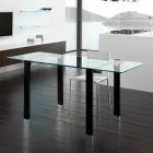 Table de salle à manger extensible en verre extra-clair et métal, fabriquée en Italie – Sopot  Viadurini