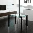 Table de salle à manger extensible en verre extra-clair et métal, fabriquée en Italie – Sopot  Viadurini