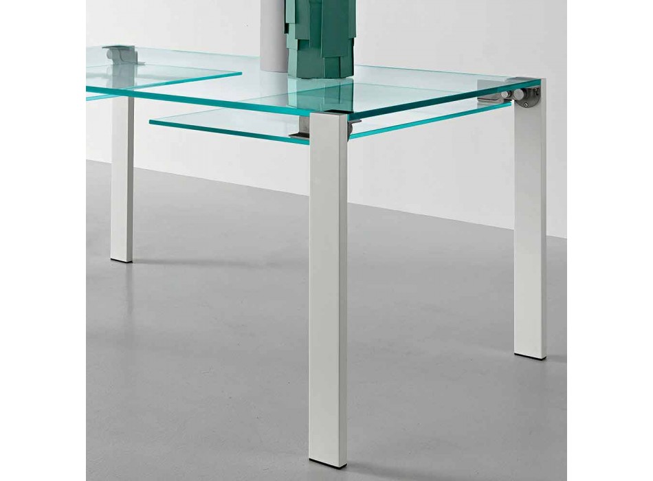 Table extensible jusqu'à 280 cm Verre extra-clair Fabriqué en Italie