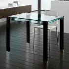 Table de salle à manger extensible en verre extra-clair et métal, fabriquée en Italie – Sopot  Viadurini