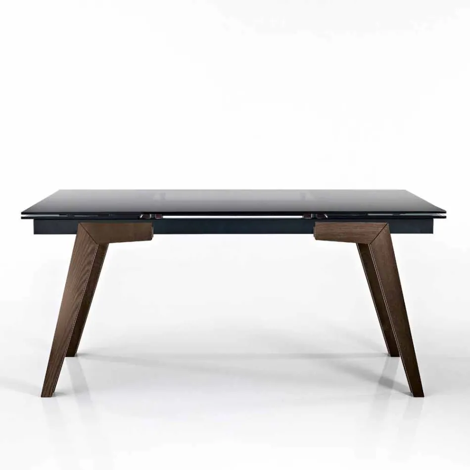 Table à manger extensible en verre fumé Dimitri fabriquée en Italie Viadurini