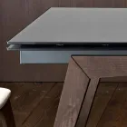 Table à manger extensible en verre fumé Dimitri fabriquée en Italie Viadurini
