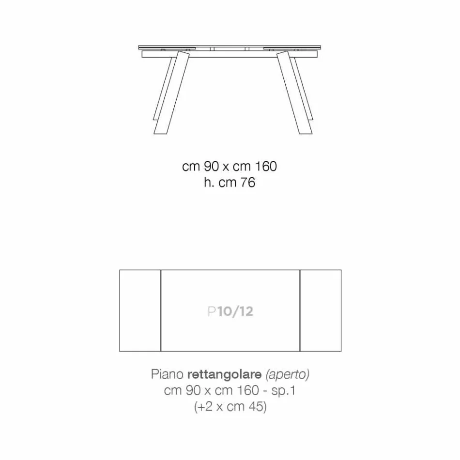 Table à manger extensible en verre fabriqué en Italie, Azad Viadurini